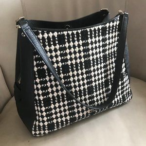Kate Spade Leila Black and Tweed Shoulder Bag Multiple Compartment  *Like New*